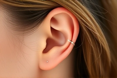 Comfortable and pain-free ear cuff on a relaxed ear.